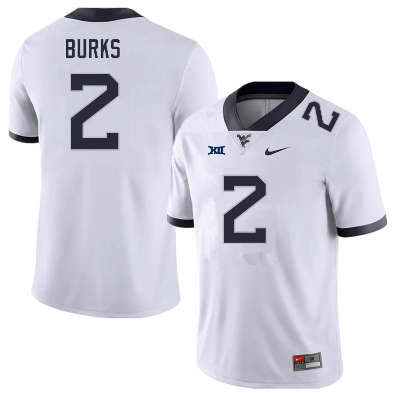 Men #2 Aubrey Burks West Virginia Mountaineers College Football Jerseys Sale-White - Click Image to Close